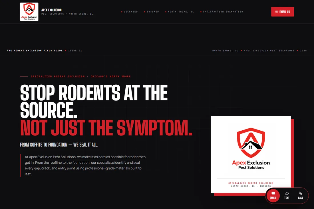 Apex Exclusion Pest Solutions website